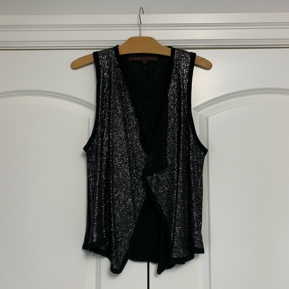 ❤️Common Thread Sequin Vest Open Cardigan Silver S - Picture 3 of 12
